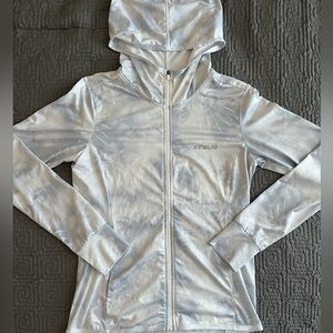 KPSUN White and Light Blue Tie-Dye Full Zip UPF 50+ Hoodie